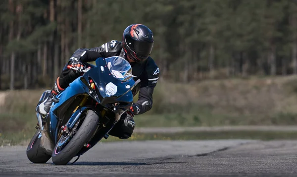 2020 Ropazi Latvia Motorcycle Practice Leaning Fast Corner Track — Stock Photo, Image