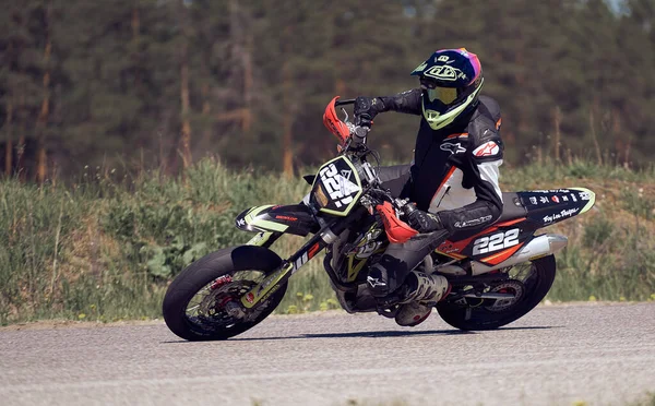 2020 Ropazi Latvia Motorcycle Practice Leaning Fast Corner Track — 스톡 사진