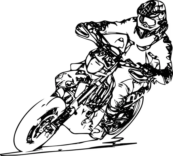 トラック上の高速コーナーに傾いてオートバイの練習 — ストックベクタ