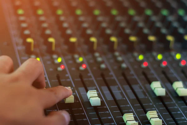 Sound Check Concert Buttons Equipment Sound Mixer Control Mixer Musician — Stock Photo, Image