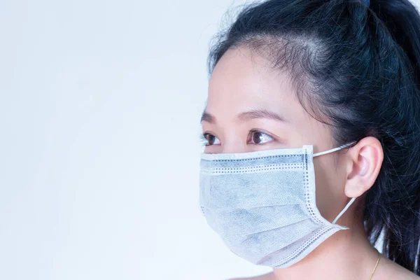 Woman wearing mass to protect corona virus. It is known as informal at the beginning of the outbreak of this disease, that of the Wuhan Corona virus. Occurred in China and spread throughout the world.