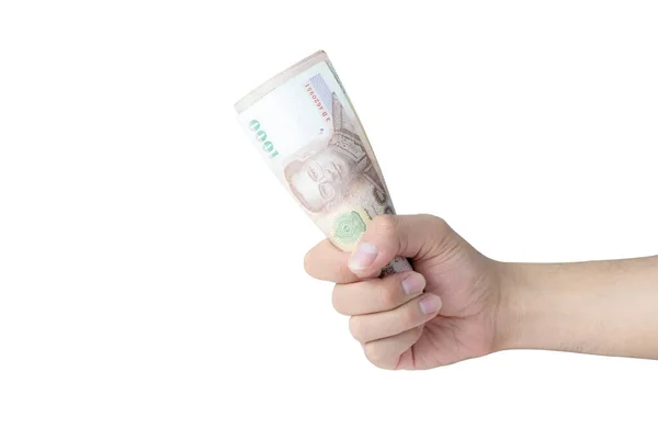 El ele tutuşma parası beyaz arka planda izole.