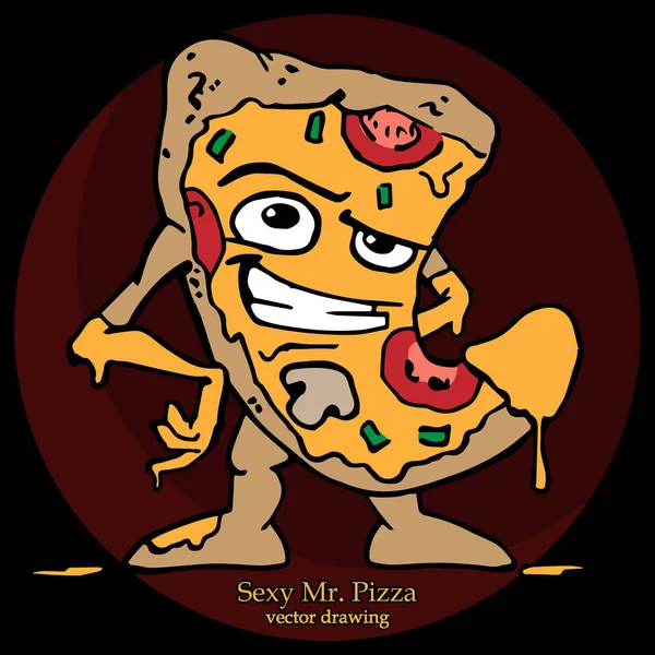 Sexy Mr. Pizza vektorové kreslení — Stockový vektor