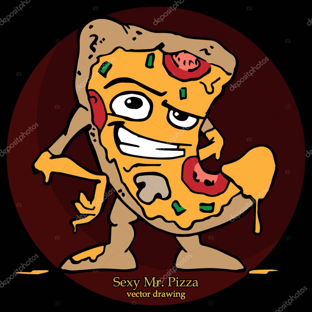 Sexy Mr. Pizza vector drawing