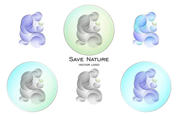 자연 추상적인 벡터 로고 세트 저장 — 스톡 벡터