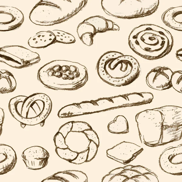 Хліб і випічка ручної мальованої м'якої текстури — стоковий вектор