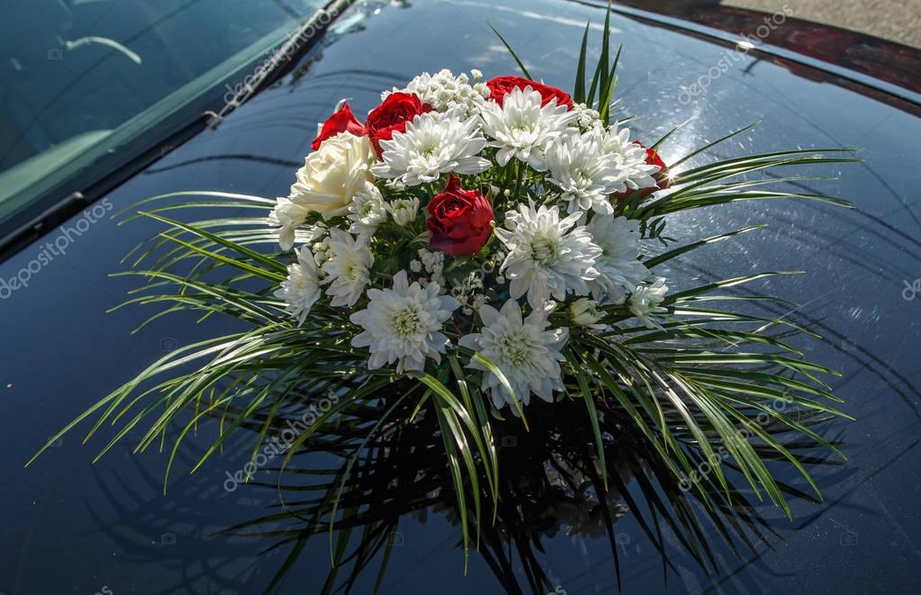 Bouquet De Fleurs Mariage Voiture Décor Photographie