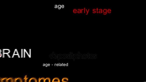 Demenz Medien Wörter Wolke Animation Gesetzt Schwarz Weißer Hintergrund Auflösung — Stockvideo
