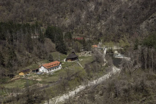 Bumbesti Jiu Gorj Rumania Abril 2015 Vista Aérea Del Monasterio —  Fotos de Stock