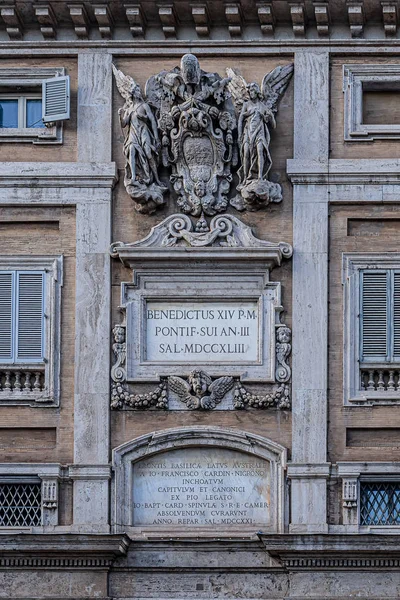 Roma Itália Dezembro 2019 Detalhes Arquitetônicos Sobre Edifício Histórico Roma — Fotografia de Stock