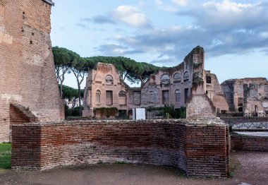 Roma, İtalya - 01 Aralık 2019: Roma, İtalya 'daki Palatine Hill' de Septimius Severus veya Domus Severiana Sarayı 'nın kalıntıları