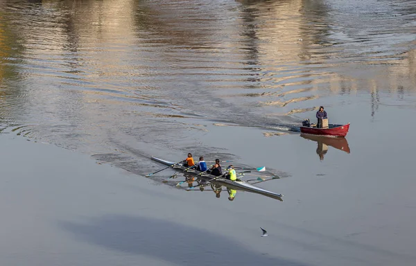 Rome Italy December 2019 Group People Training Kayak Sightseeing Boat — 스톡 사진