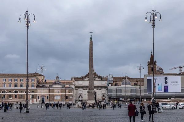 Rome Italy December 2019 People Square Piazza Del Popolo Egyptian — 스톡 사진