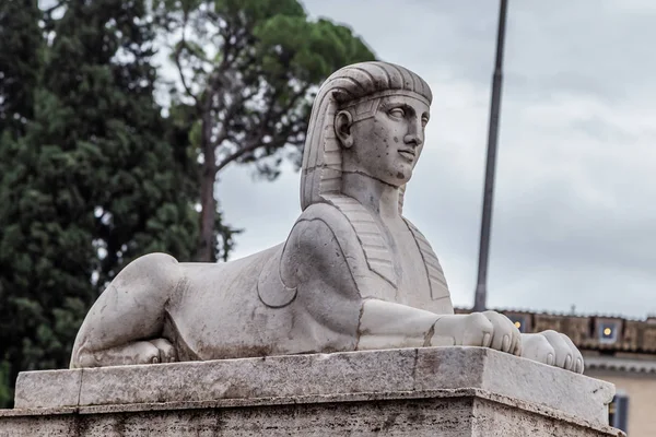 Rome Italy December 2019 Sphinx Statue People Square Piazza Del — Stock Photo, Image