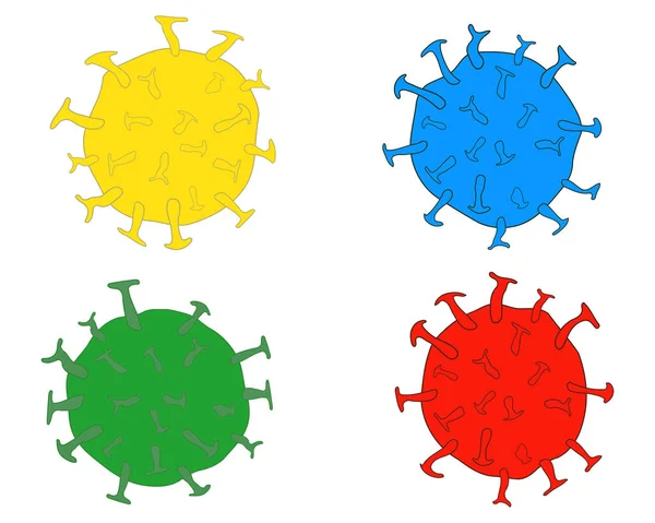 Kinderzeichnung Coronavirus Covid Set Illustration — Stockfoto