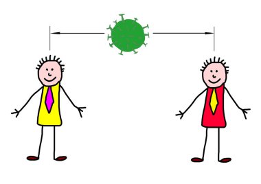 Çocuklar Coronavirus 'a (covid-19) mesafe koyma kampanyası yapıyor. Önleyici tedbirler.