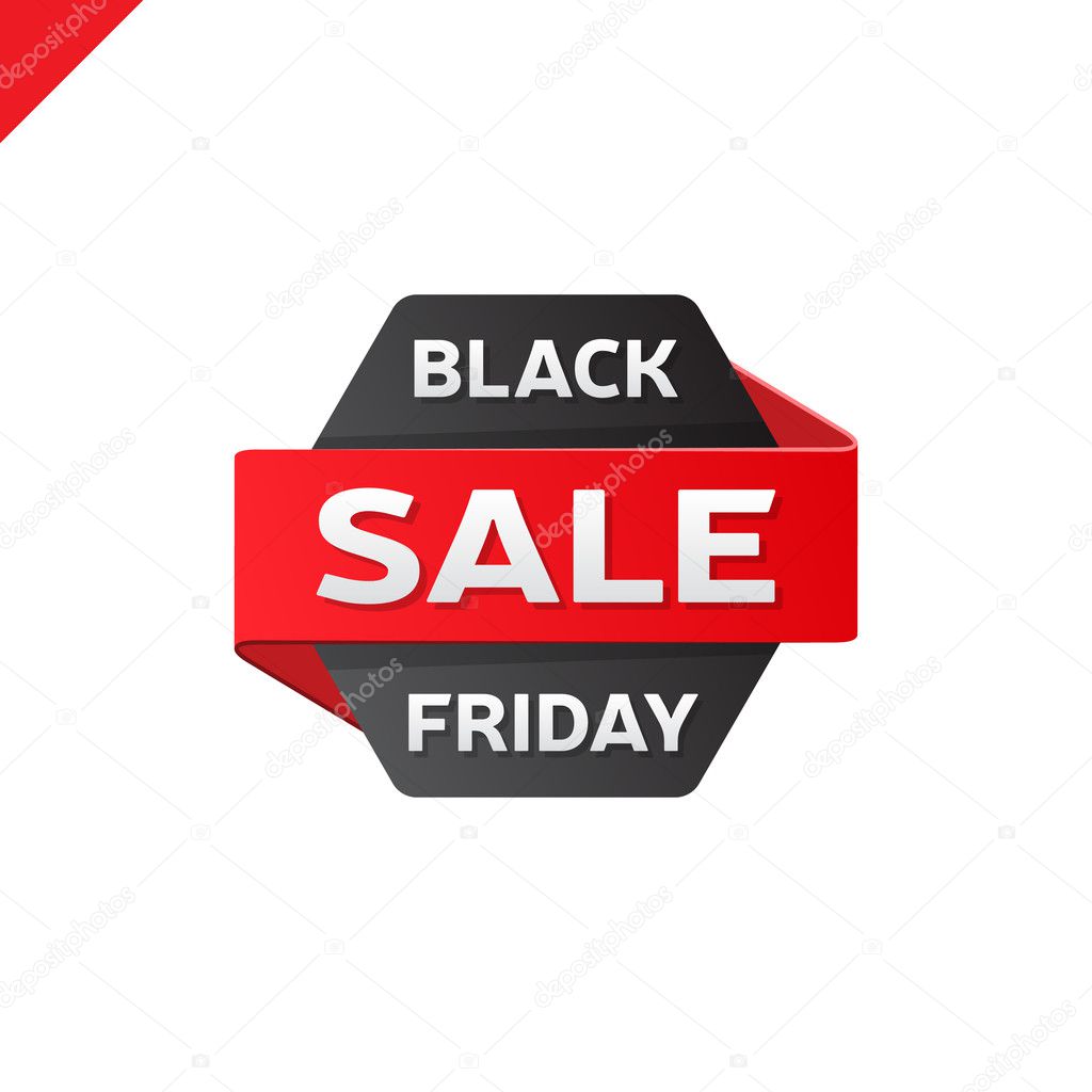 Round hexagon badge with Black Friday Sale vector illustration.
