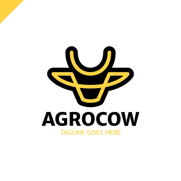 Logotipo de línea simple de vaca o toro — Vector de stock