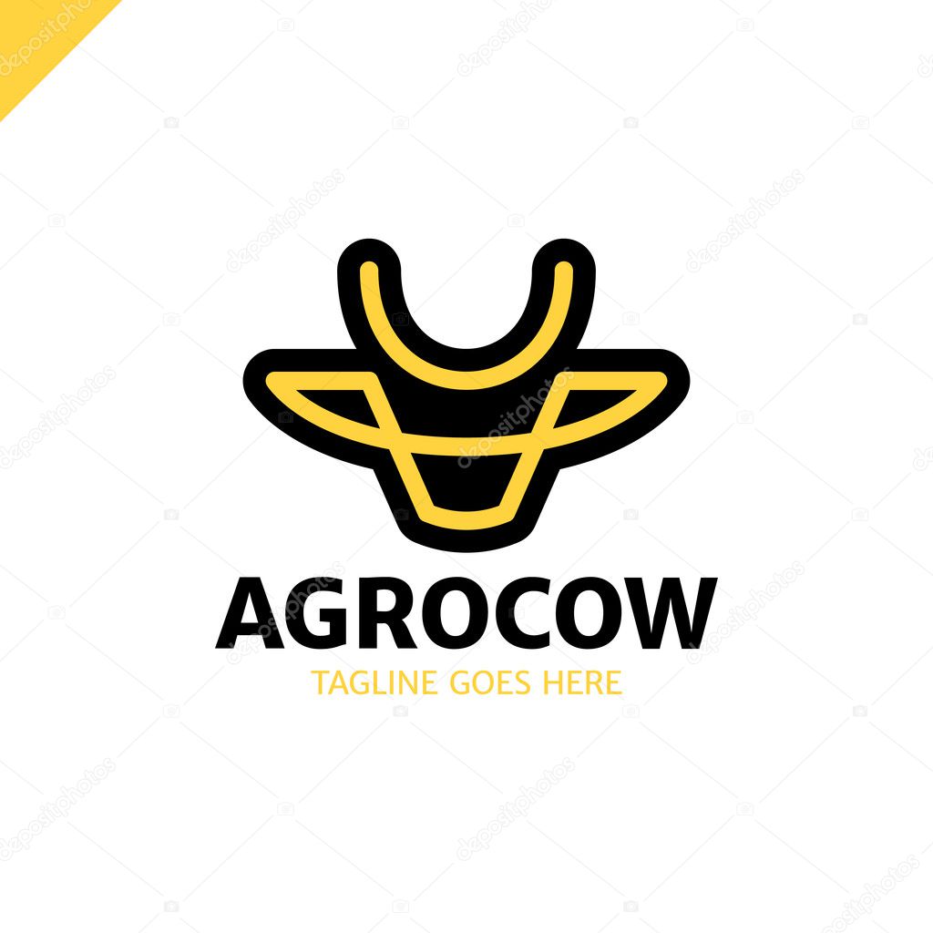 Cow or bull head simple line logo