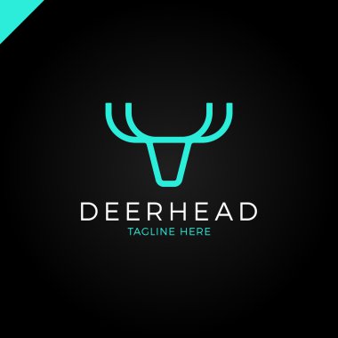Çizgi logosu boynuzları ile bir geyik kafası şeklinde minimalist