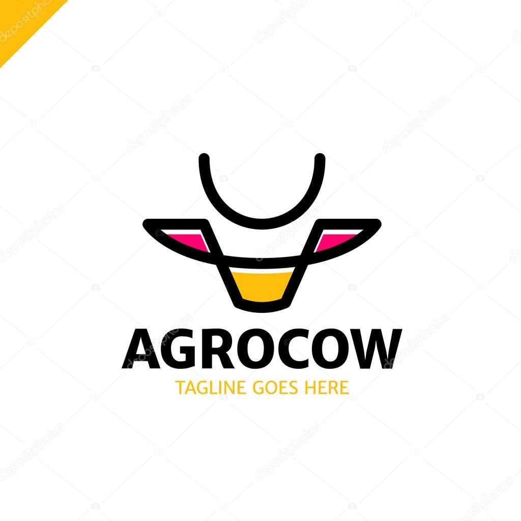 Cow or bull head simple line logo