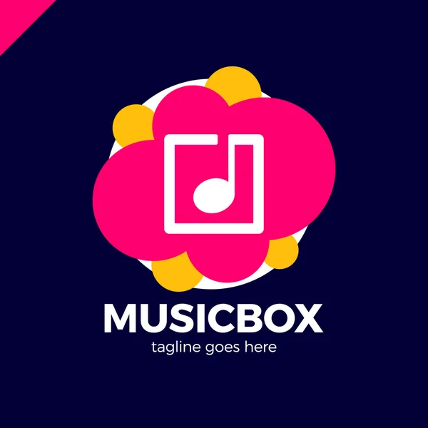 square abstract music note vector logo icon. This logotype graphic also represents music industry, digital music, musical app button