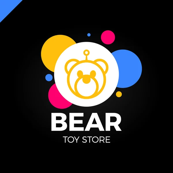 Логотип Space Robot Bear с антенной. Иготип магазина игрушек — стоковый вектор