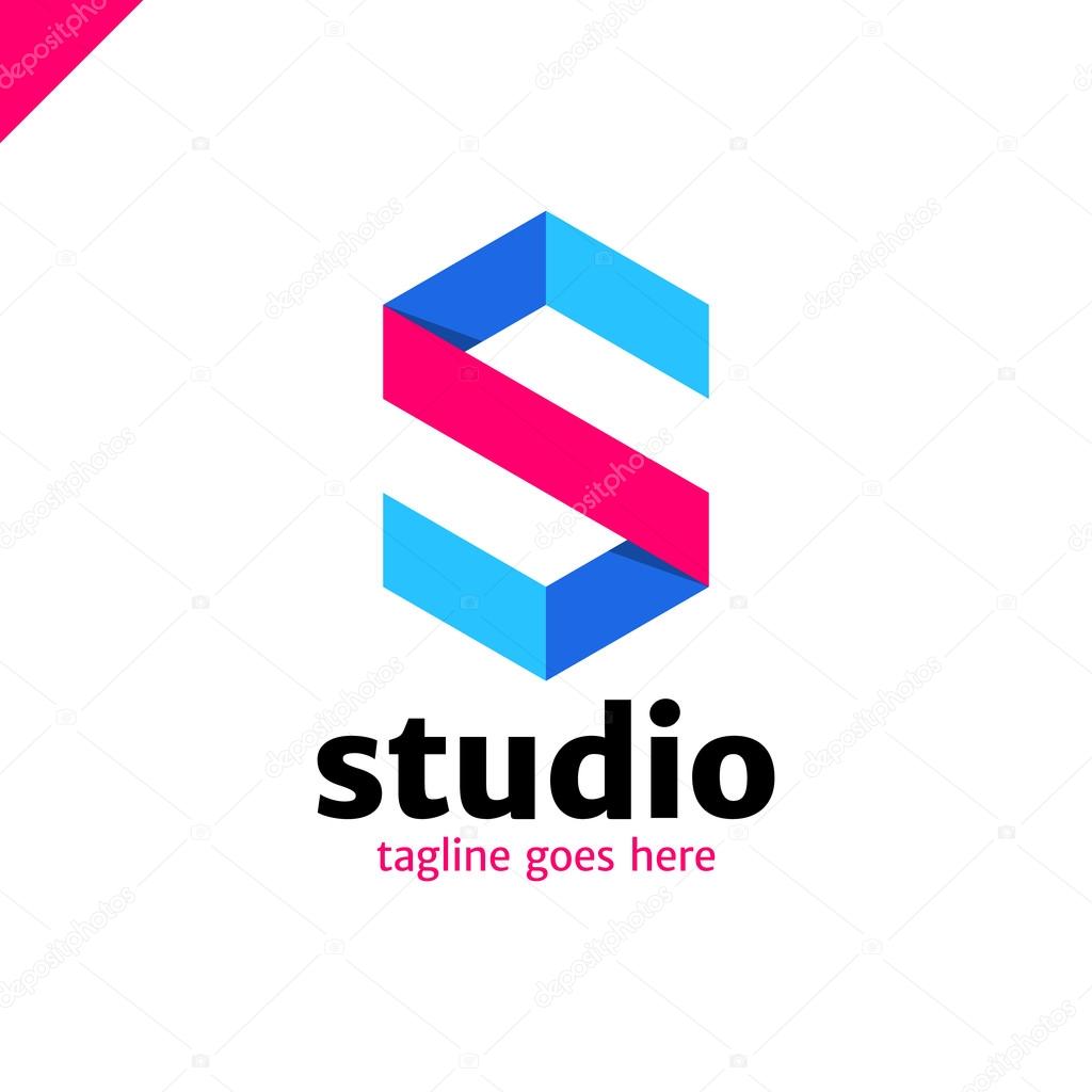 Letter S logo icon design template elements blue and pink