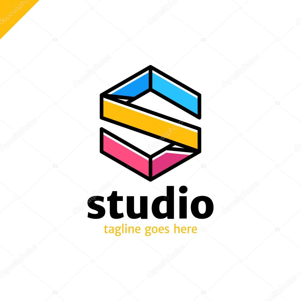 Letter S logo icon design template elements black outline and colorful style