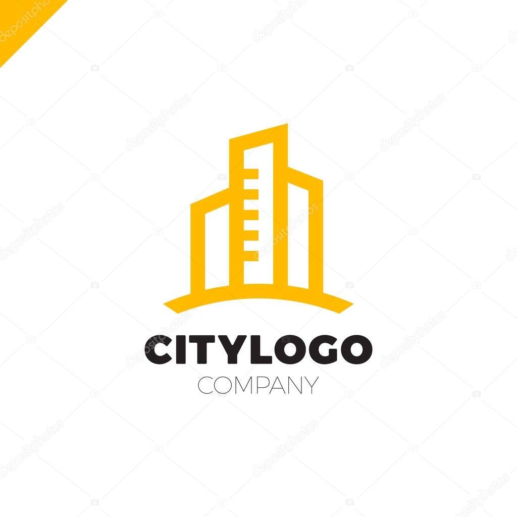 Abstract city building logo design concept. Symbol icon of residential, apartment and city landscape.