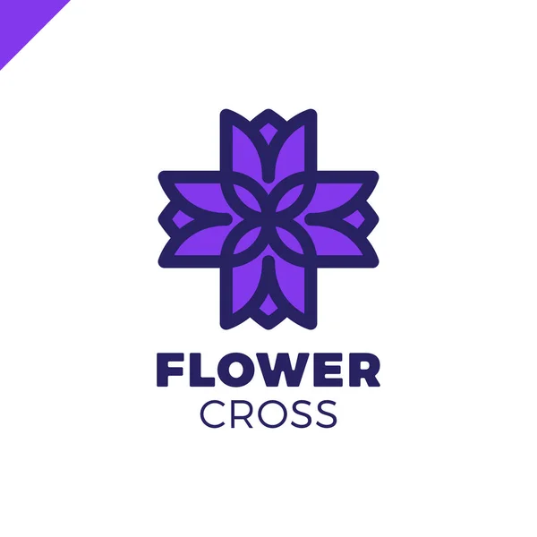 Isolated abstract colorful cross vector logo. Medical logotype. Flower petals illustration. Floral decorative element. Clinic and hospital emblem. Natural products icon.