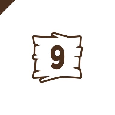 Ahşap alfabe blokları ile anahat ahşap doku alanında 9 numara ile.