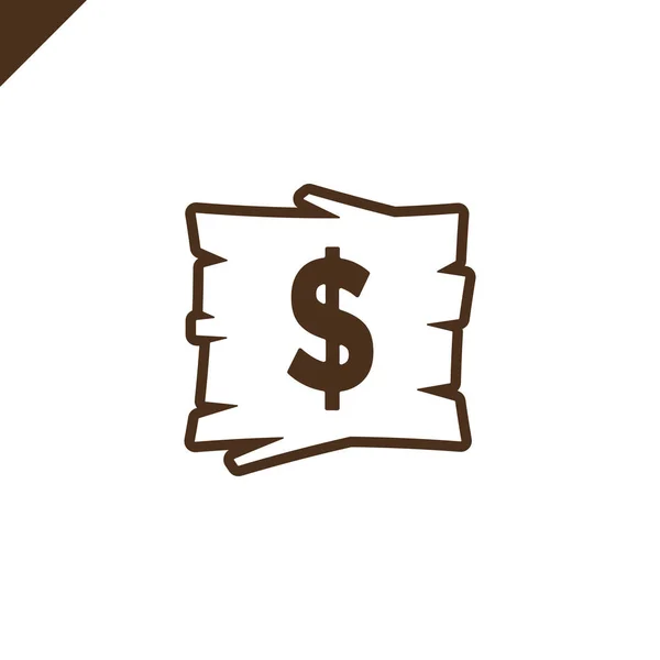 Bloques de alfabeto de madera con símbolo de dólar en el área de textura de madera con contorno . — Vector de stock