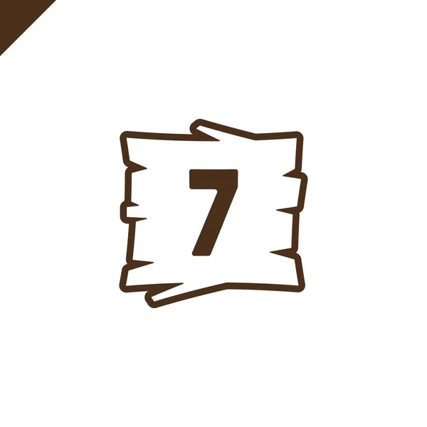 木制字母块与 7 号在木材纹理区域与大纲. — 图库矢量图片