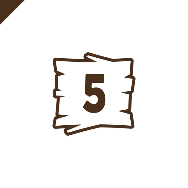 Ξύλινα μπλοκ αλφάβητο με αριθμό 5 σε ξύλο υφή περιοχή με περίγραμμα. — Διανυσματικό Αρχείο