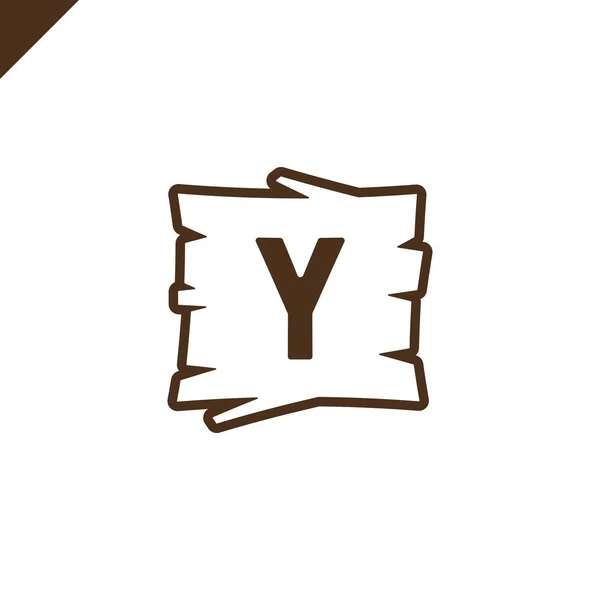 Wooden alphabet blocks with letter y in wood texture area with outline. — Stock Vector