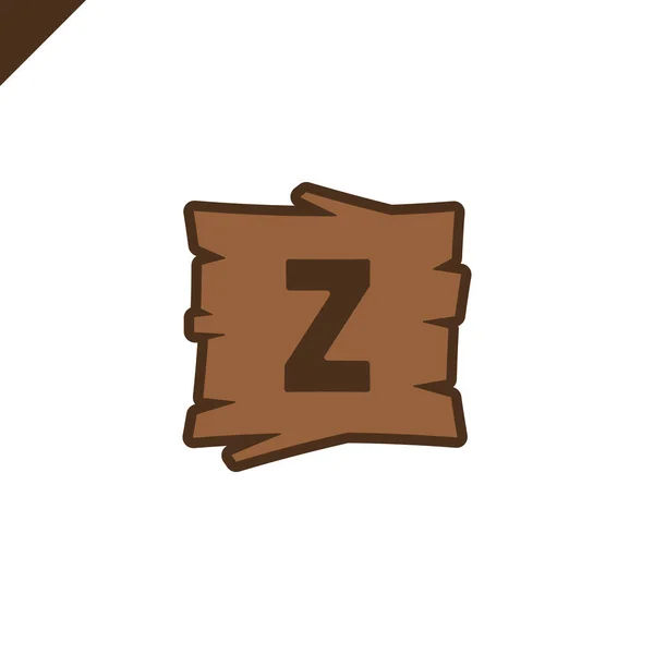 Bloques de alfabeto de madera con letra Z en el área de textura de madera con contorno . — Archivo Imágenes Vectoriales
