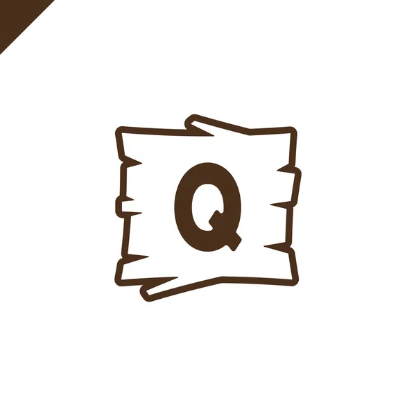 Ξύλινα μπλοκ αλφάβητο ή γραμματοσειρά με το γράμμα q σε ξύλο υφή περιοχή με περίγραμμα. — Διανυσματικό Αρχείο