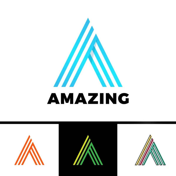 Letter A ingesloten in een driehoek. Abstract vector logo in een lineaire stijl. — Stockvector