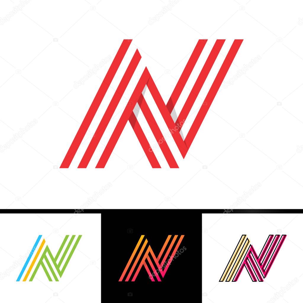 N letter formed by parallel lines. Vector design template elements for your sport application or corporate identity.