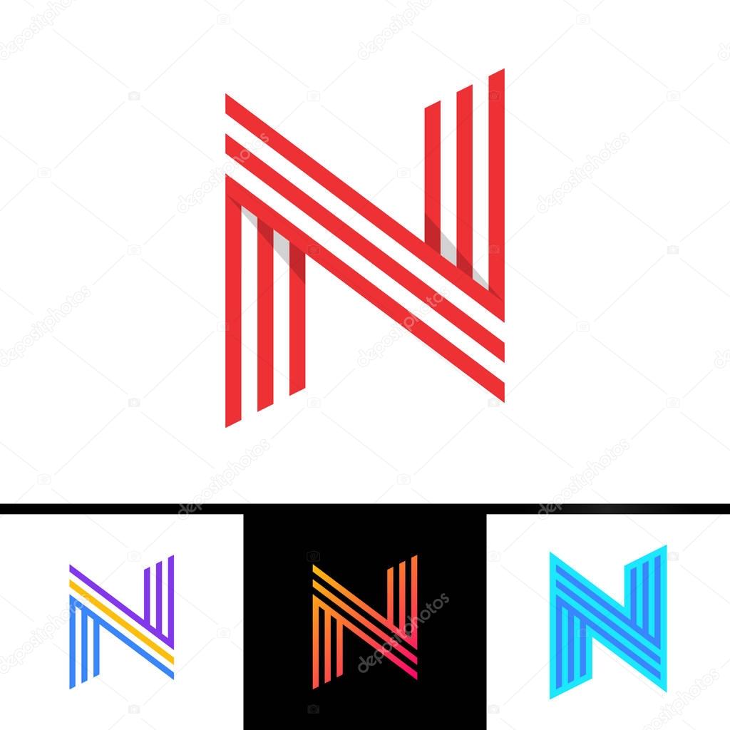 N letter formed by parallel lines. Vector design template elements for your sport application or corporate identity.