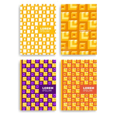 Soyut kare desen bir dizi kartları ile katmanları üst üste için. Kapakları, posterlerini açmaları, posterler, el ilanları ve afiş tasarımları için geçerli.