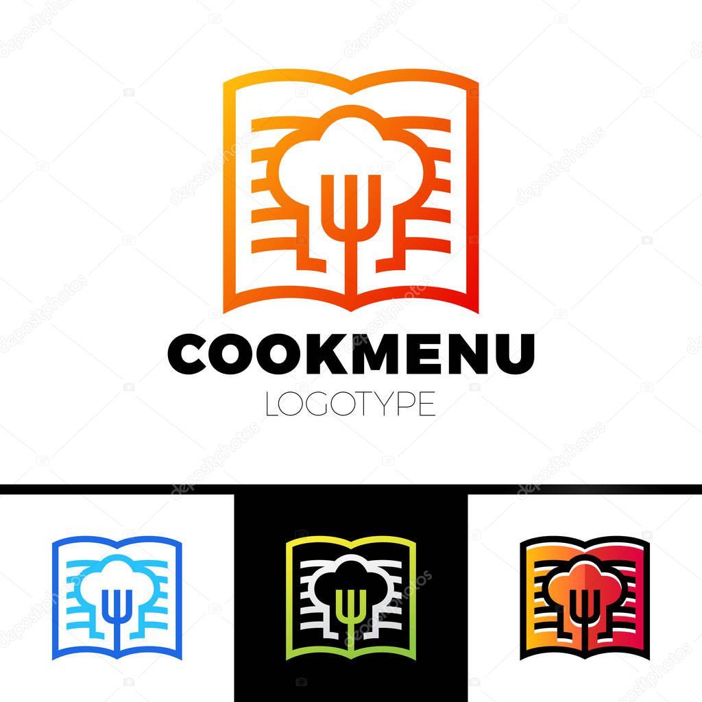 Recipe or cooking Book Logo Template Design. Menu with the fork icon