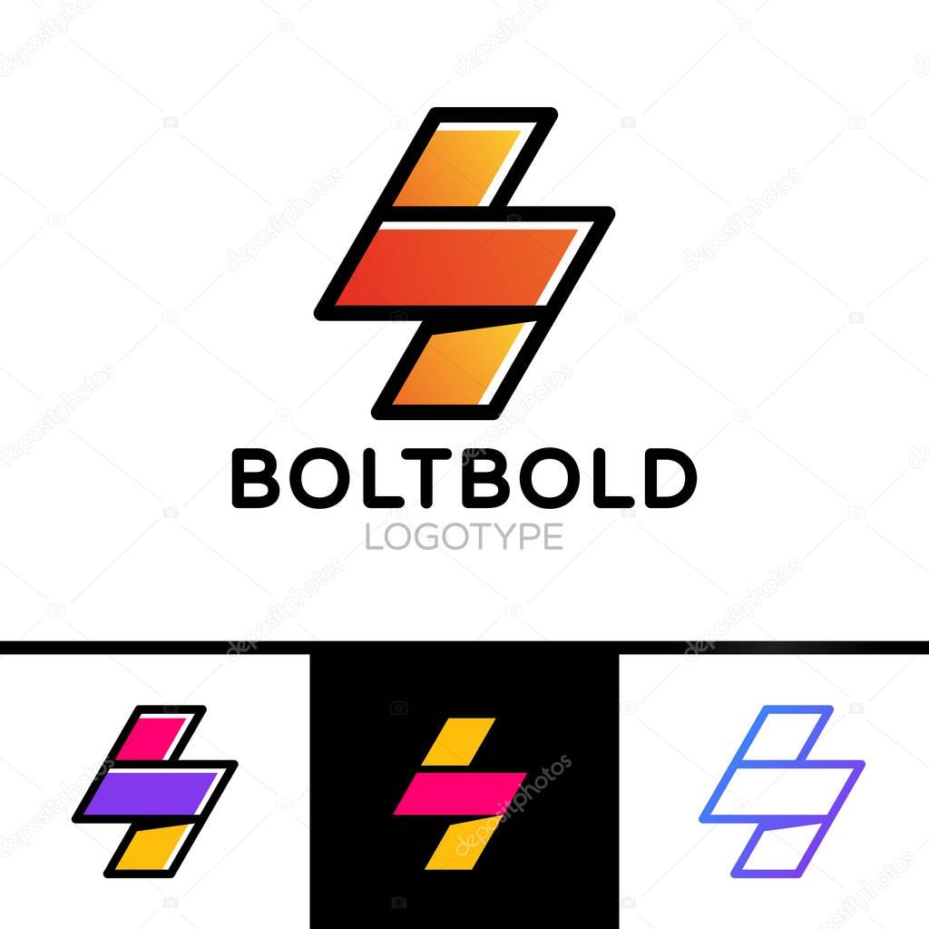 Electrical logo concept. Lightning Bolt minimal simple symbol outline style. Flash sign design vector template. Energy Power Speed Logotype concept icon.