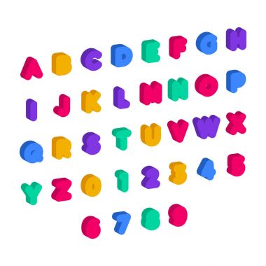 Çocuk Abc. Çocuklar tarzı büyük harflerle. bebekler alfabe. 3D yazı tipi