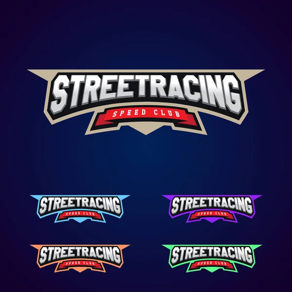 Set del potere completo Street Racing tipografia sportiva logo emblema di design — Vettoriale Stock