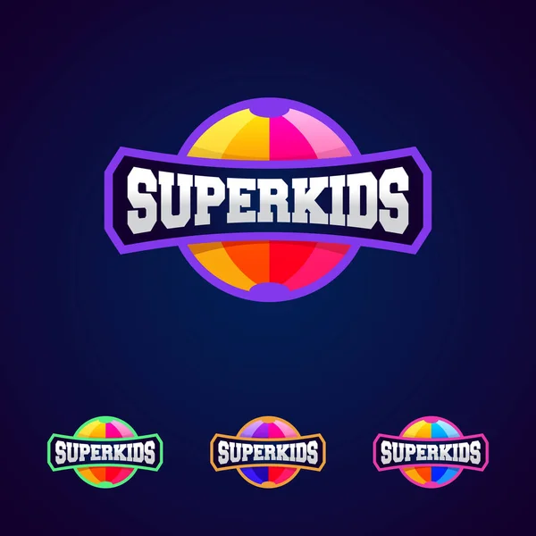 Super kids, szuperhős hatalom teljes tipográfia, póló grafika, vektorok. Sport stílus logó. — Stock Vector