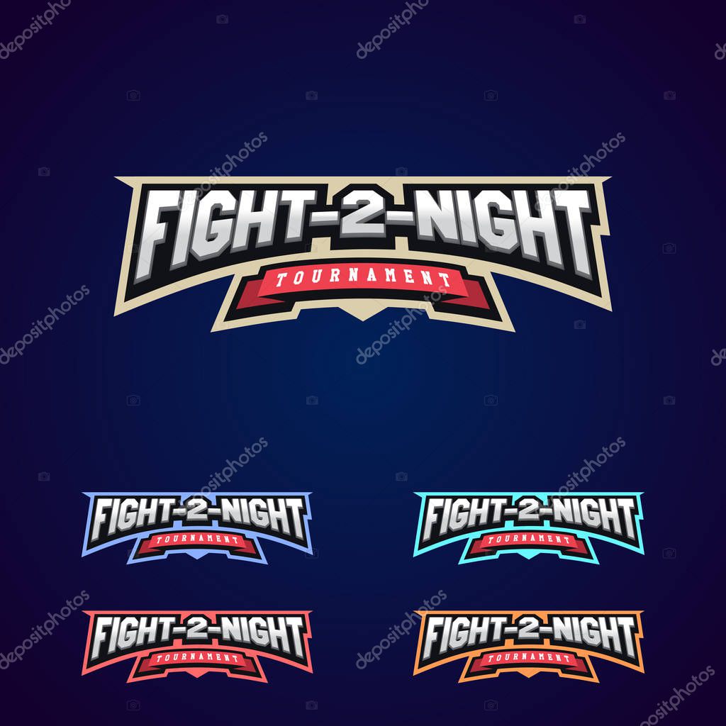 Night fight. Mixed martial arts sport logo on dark background.