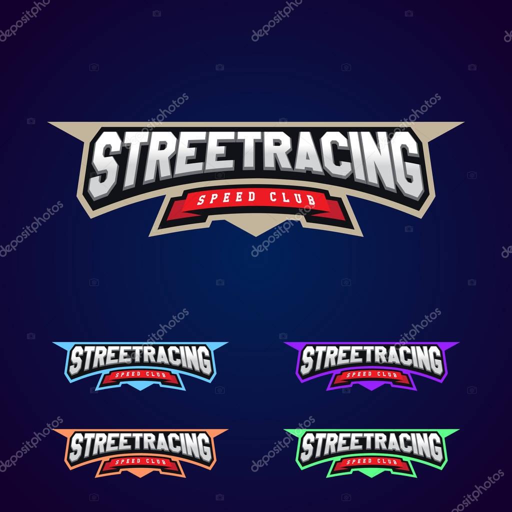 Set of the power full Street Racing sport typography logo emblem design