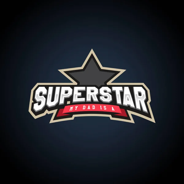 Superstar poder tipografia completa, t-shirt gráficos, vetores. Impressionante esporte retro texto emblema —  Vetores de Stock